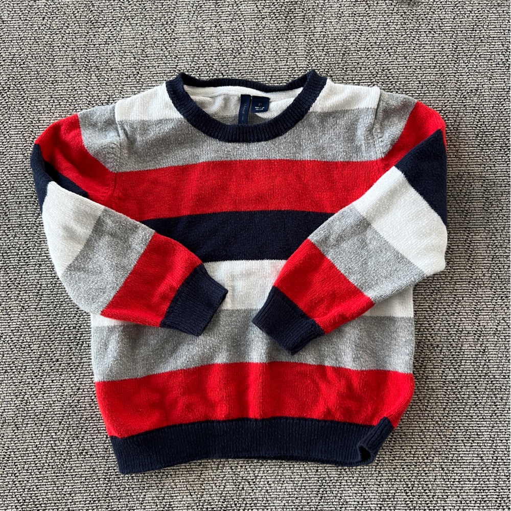 Janie and Jack Navy, Gray, Red and White Sweater